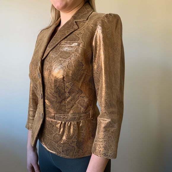 Emilie D. Leather Snake Skin Print Metallic Copper - Picture 2 of 8